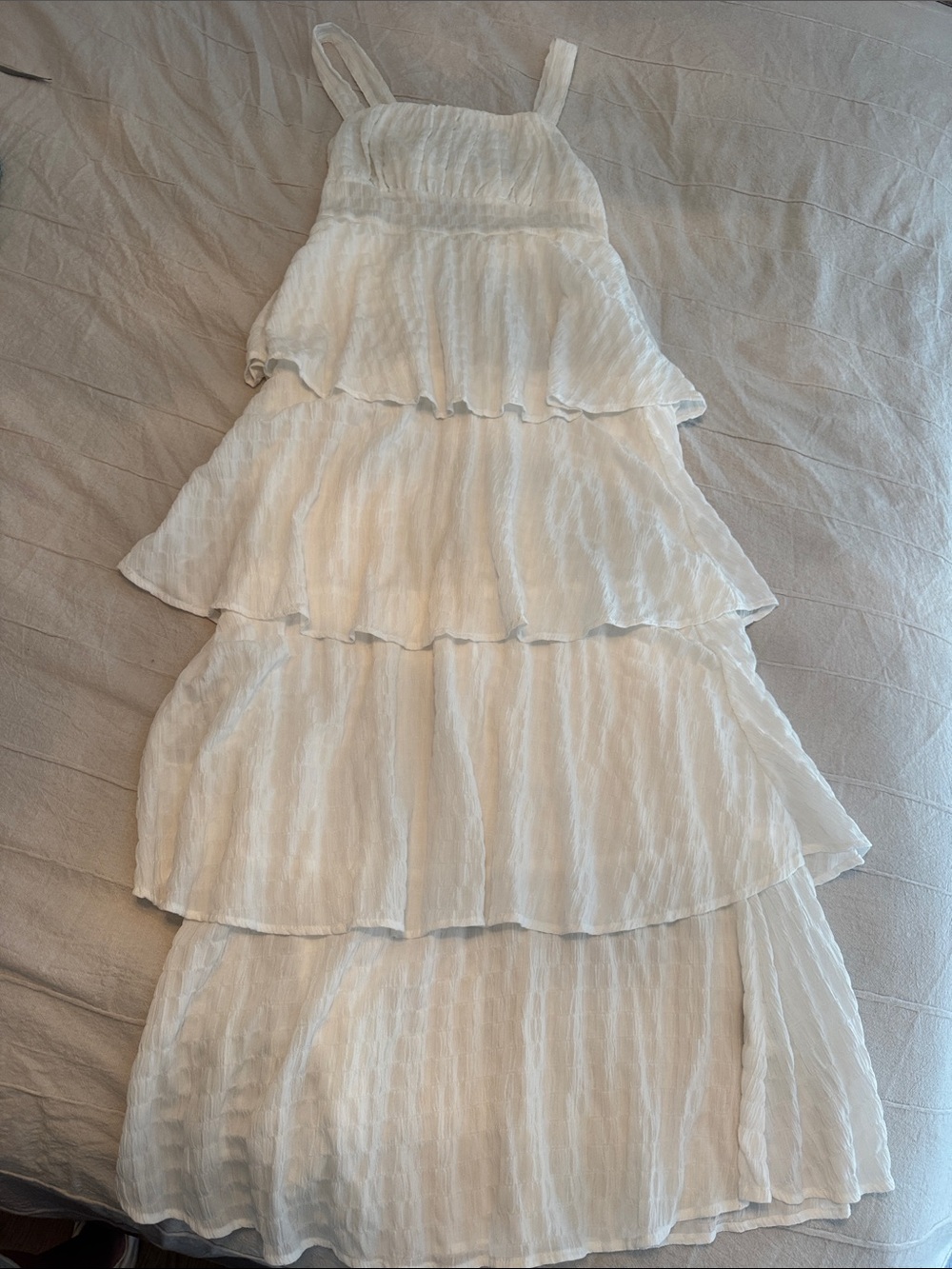 White Tiered Ruffle Maxi Dress